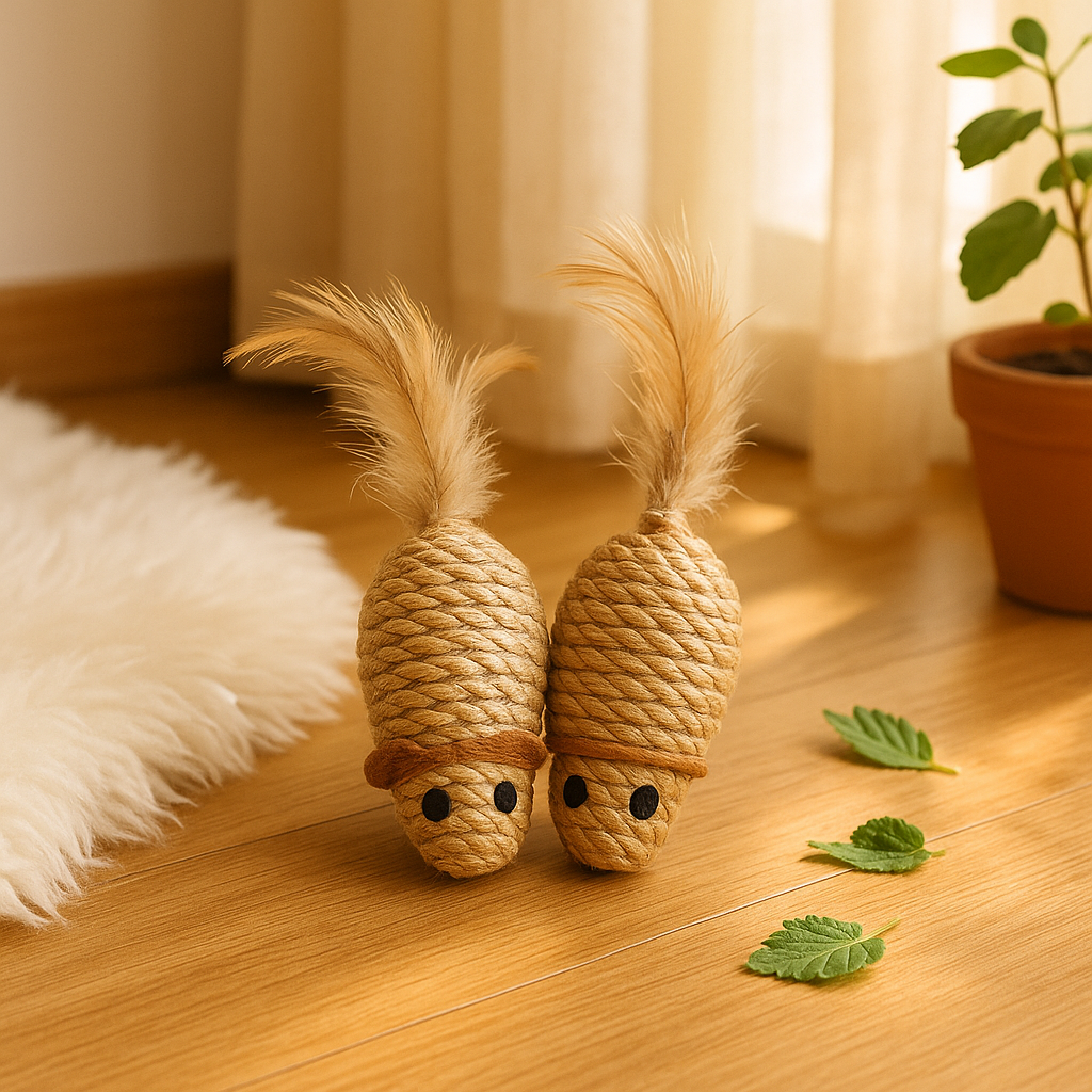 chat jouet deux mini souris