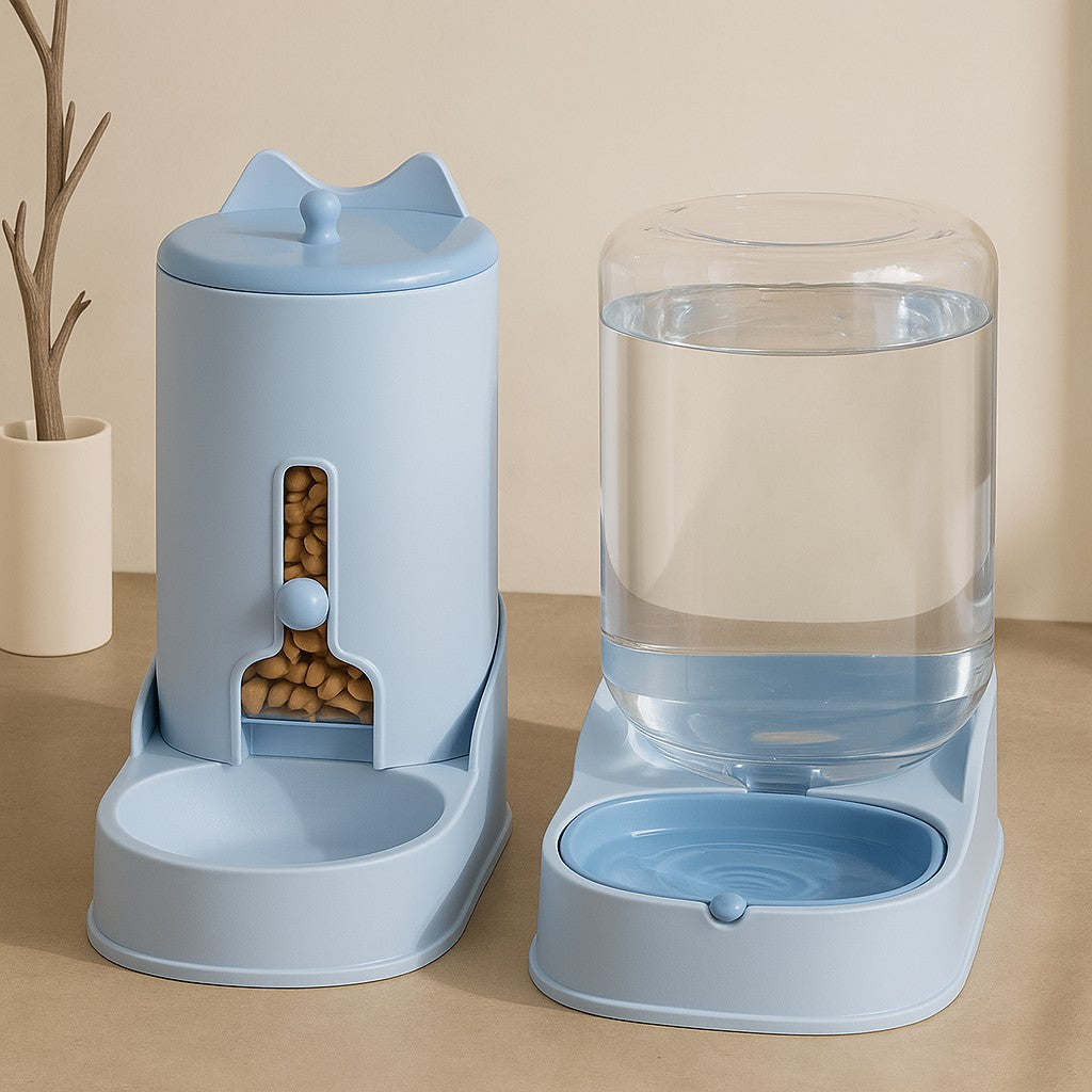 distributeur croquette chat bleu