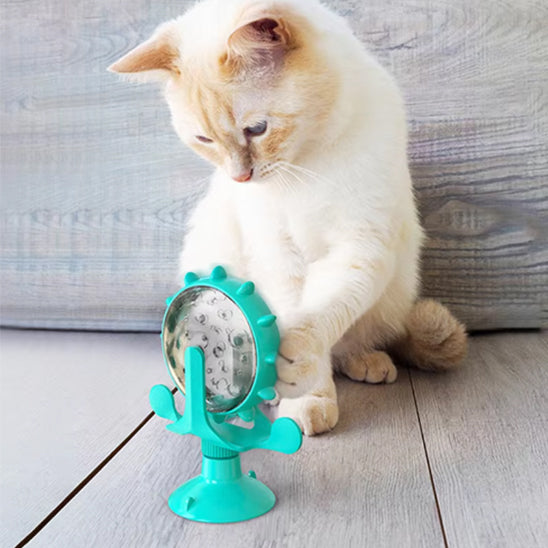 distributeur croquette chat forme de roue verte