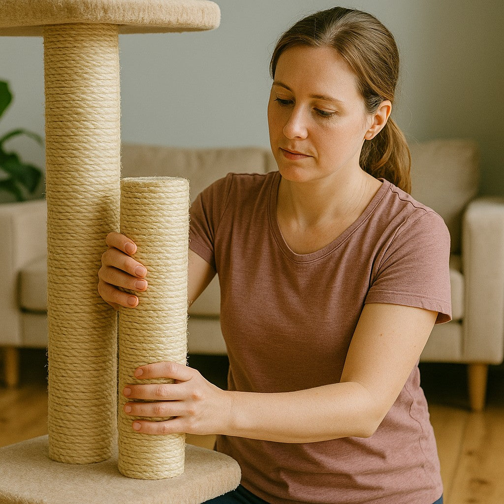 griffoir a chat avec une femme