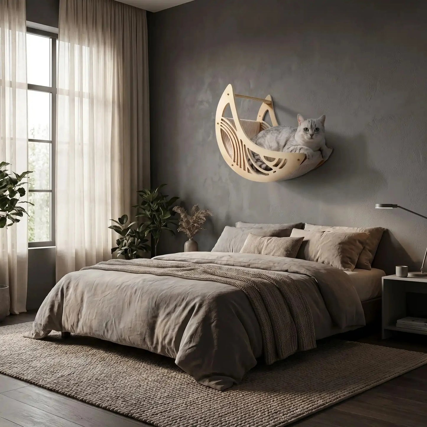 Hamac mural pour chat â Bois beige
