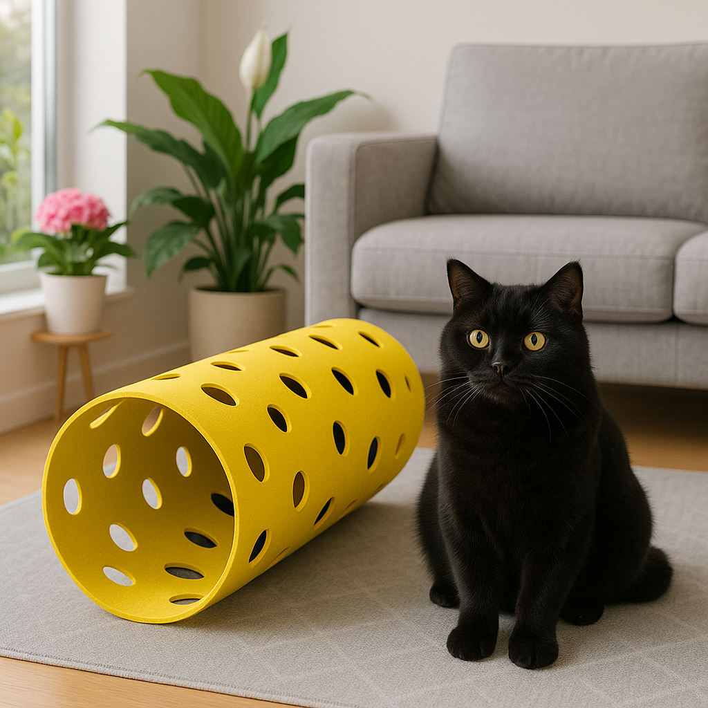 tunnel pour chat avec chat noir