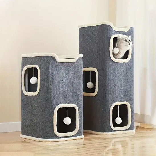 arbre a chat modulaire amusant bleu