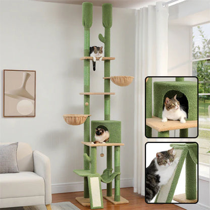 Arbre à Chat Vert avec Poteaux en Sisal