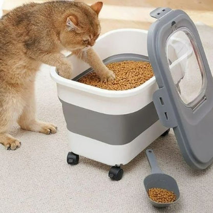 boite a croquettes pour chat gris