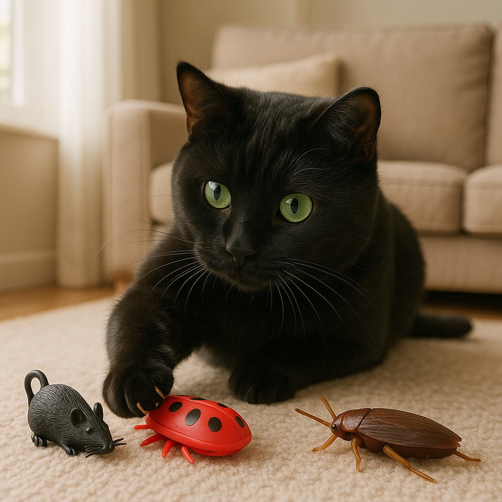 chat jouet visuel des trois insectes
