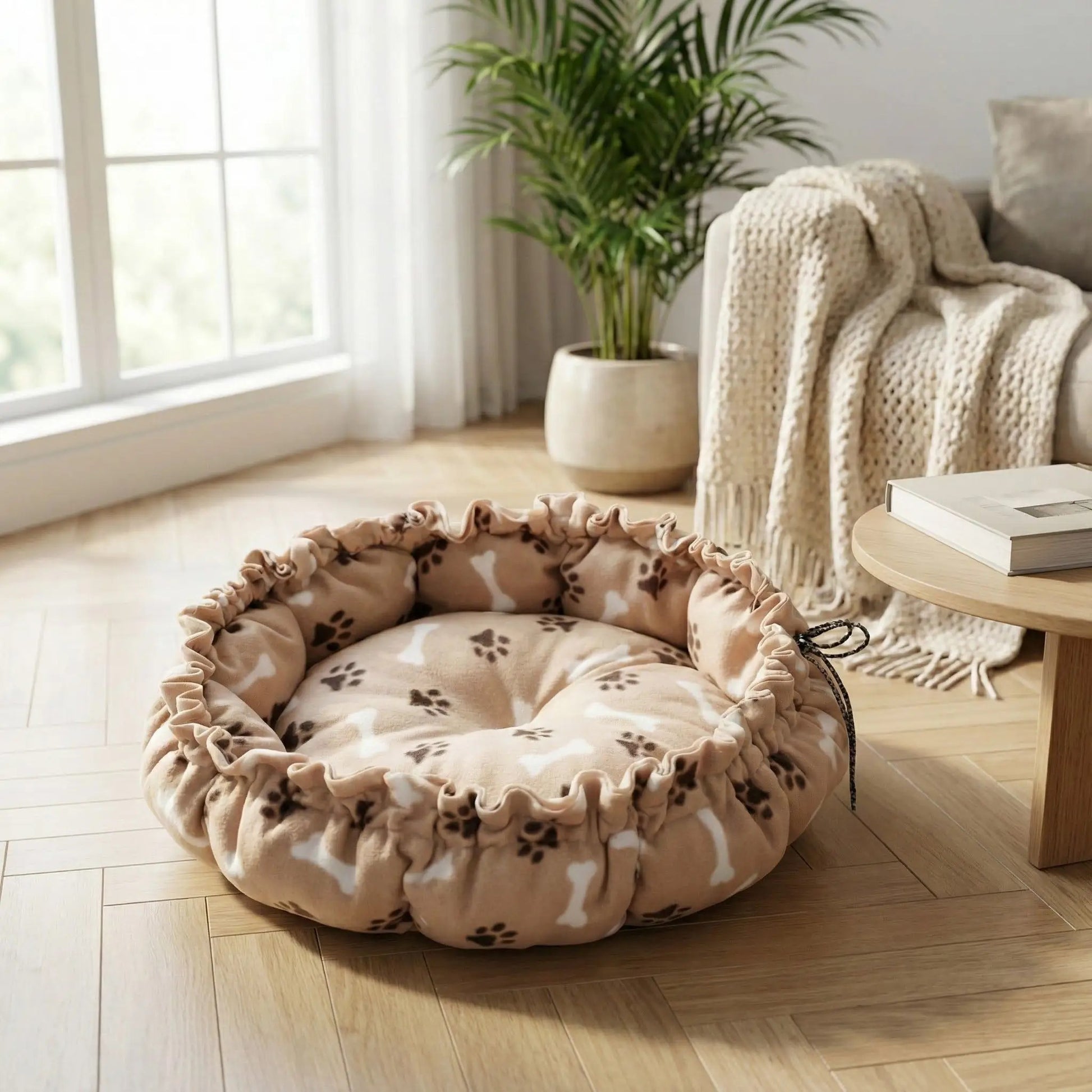 coussin chat avec petits os et pattes