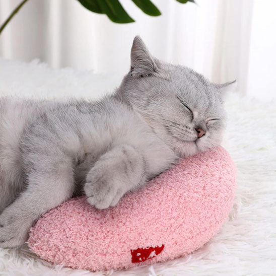 coussin pour chat rose avec un coeur