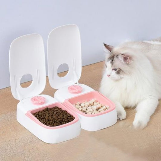 distributeur automatique croquettes chat rose