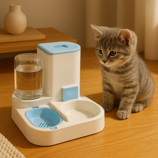 distributeur croquette chat petit chat gris