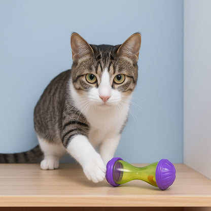 distributeur de croquettes pour chat avec chat heureux