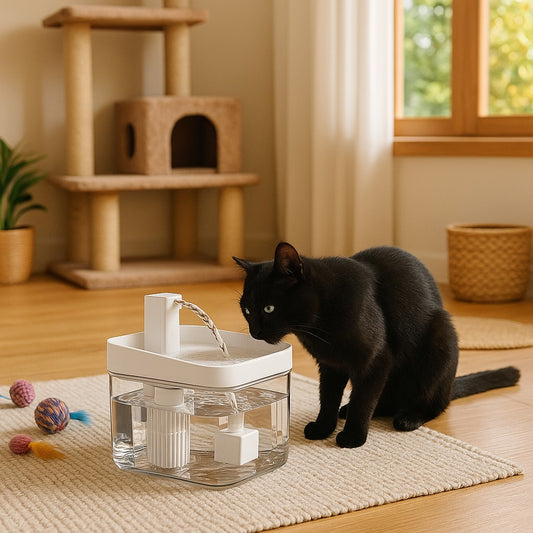 fontaine a eau chat et chat noir
