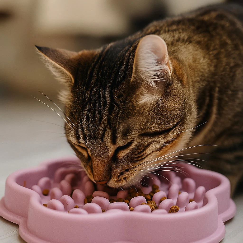 Gamelle anti-glouton fleur pour chat – silicone