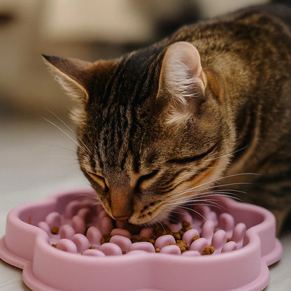 Gamelle anti-glouton fleur pour chat – silicone