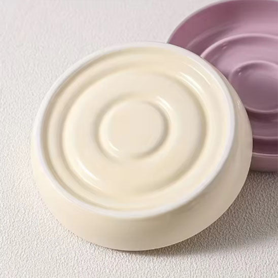 gamelle anti glouton ronde blanche rose