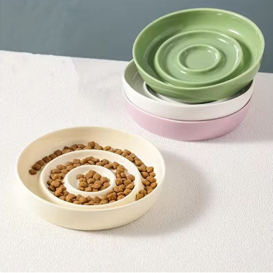 gamelle anti glouton ronde verte blanche