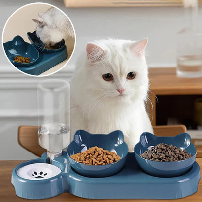 Mon Jolie Chat Gamelle Surélevée 3-en-1 avec Distributeur d’Eau
