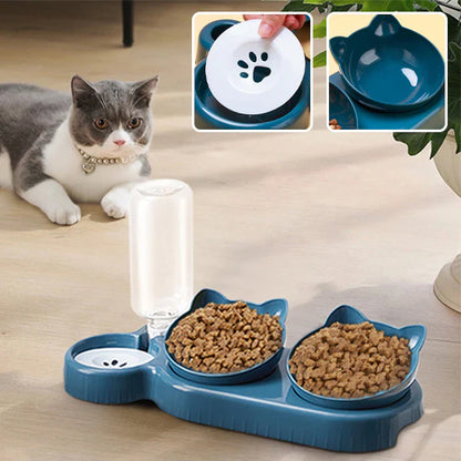 Mon Jolie Chat Gamelle Surélevée 3-en-1 avec Distributeur d’Eau