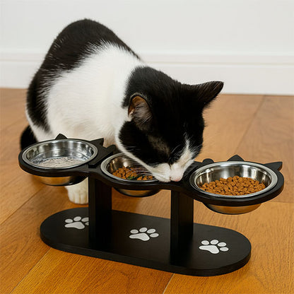 gamelle chat surelevee avec trois bols