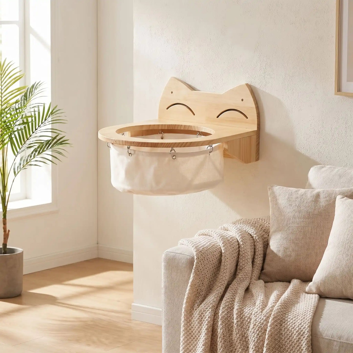 hamac mural pour chat beige et solide