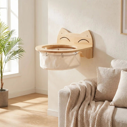 hamac mural pour chat beige et solide