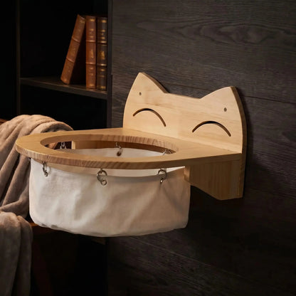 Hamac Mural pour Chat Beige – Perchoir en Bois
