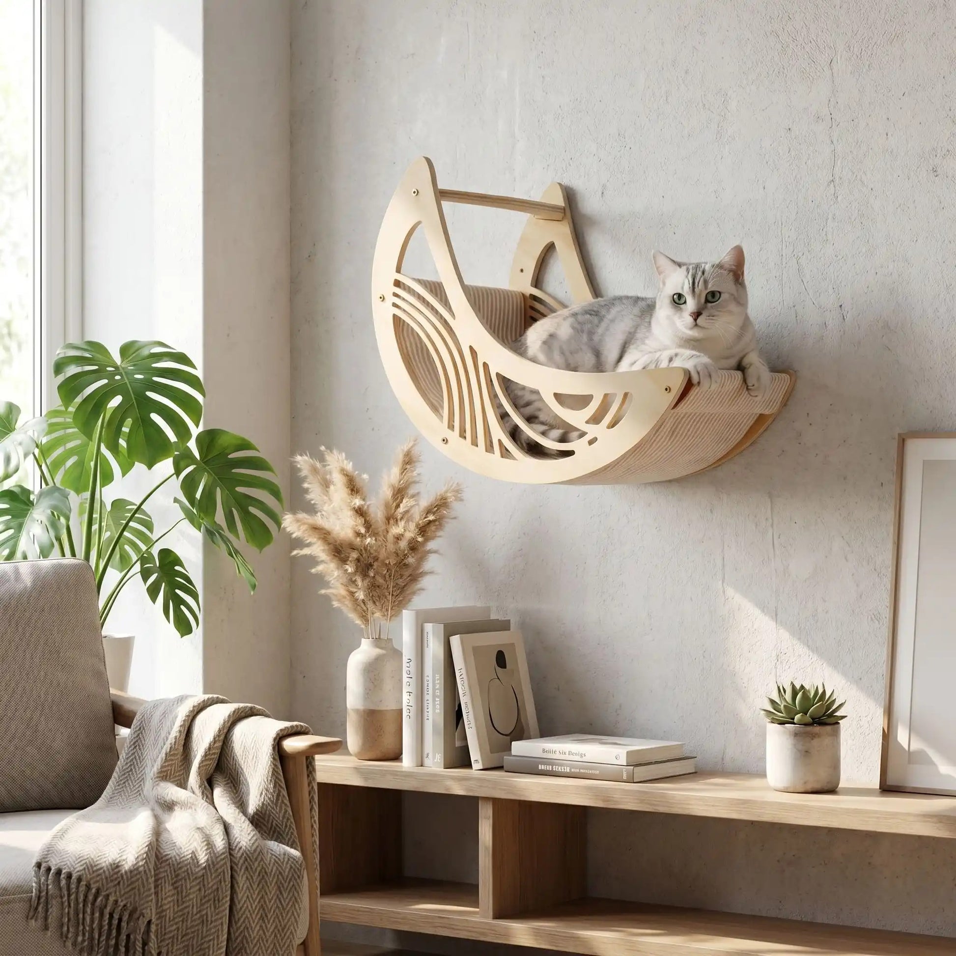 hamac mural pour chat en forme de lune