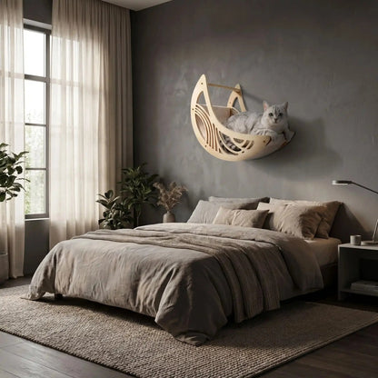 Hamac mural pour chat – Bois beige