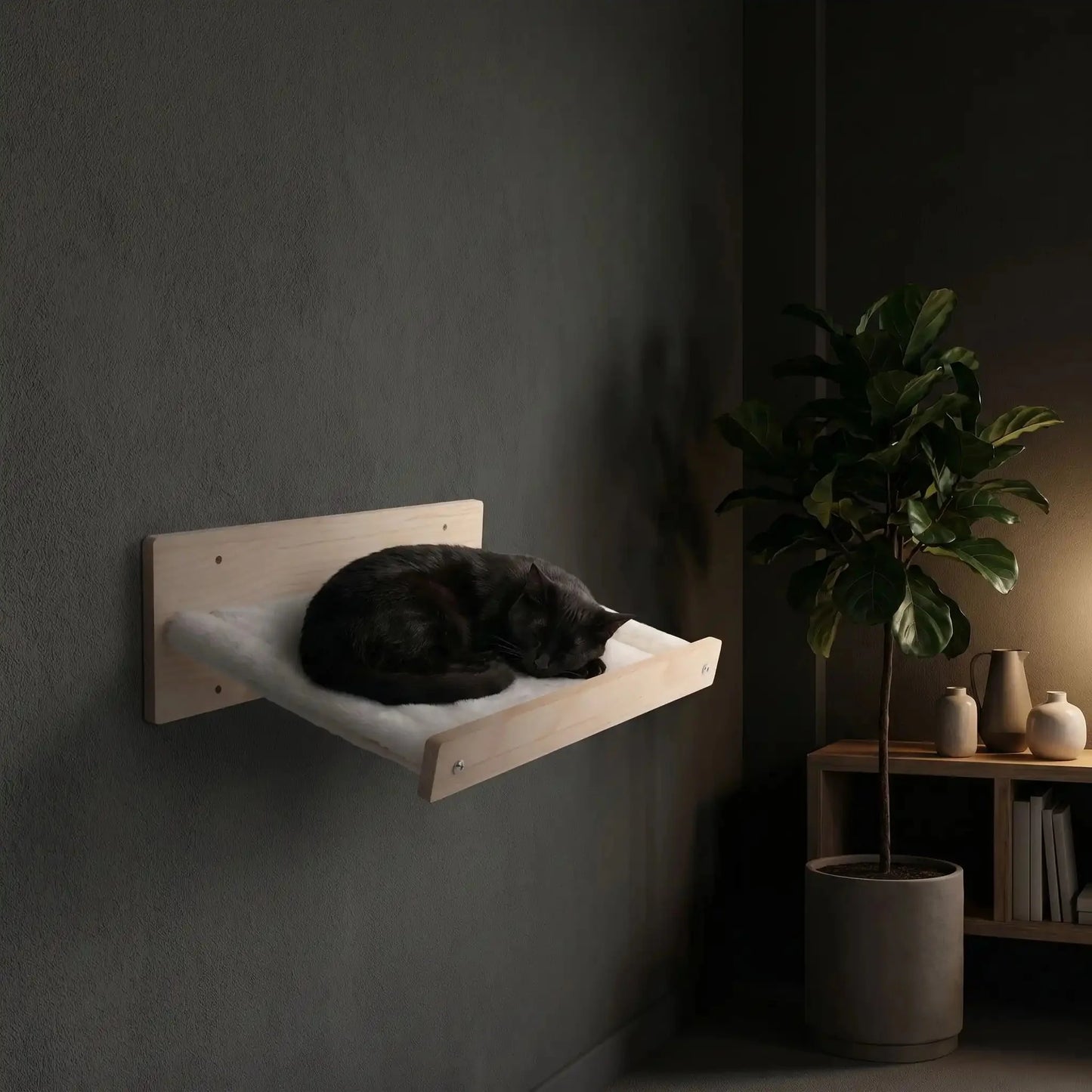 Hamac mural pour chat – bois beige 40 x 30 cm