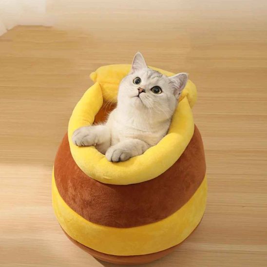 lit pour chat jaune douillet