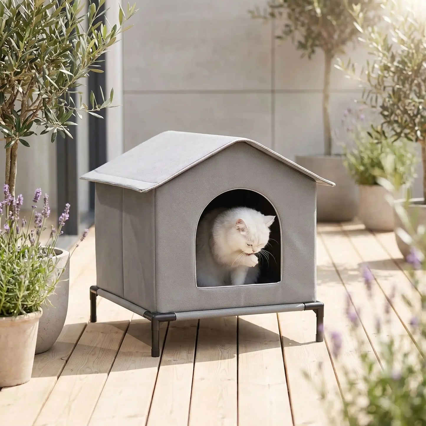 Maison pour chat imperméable en peluche