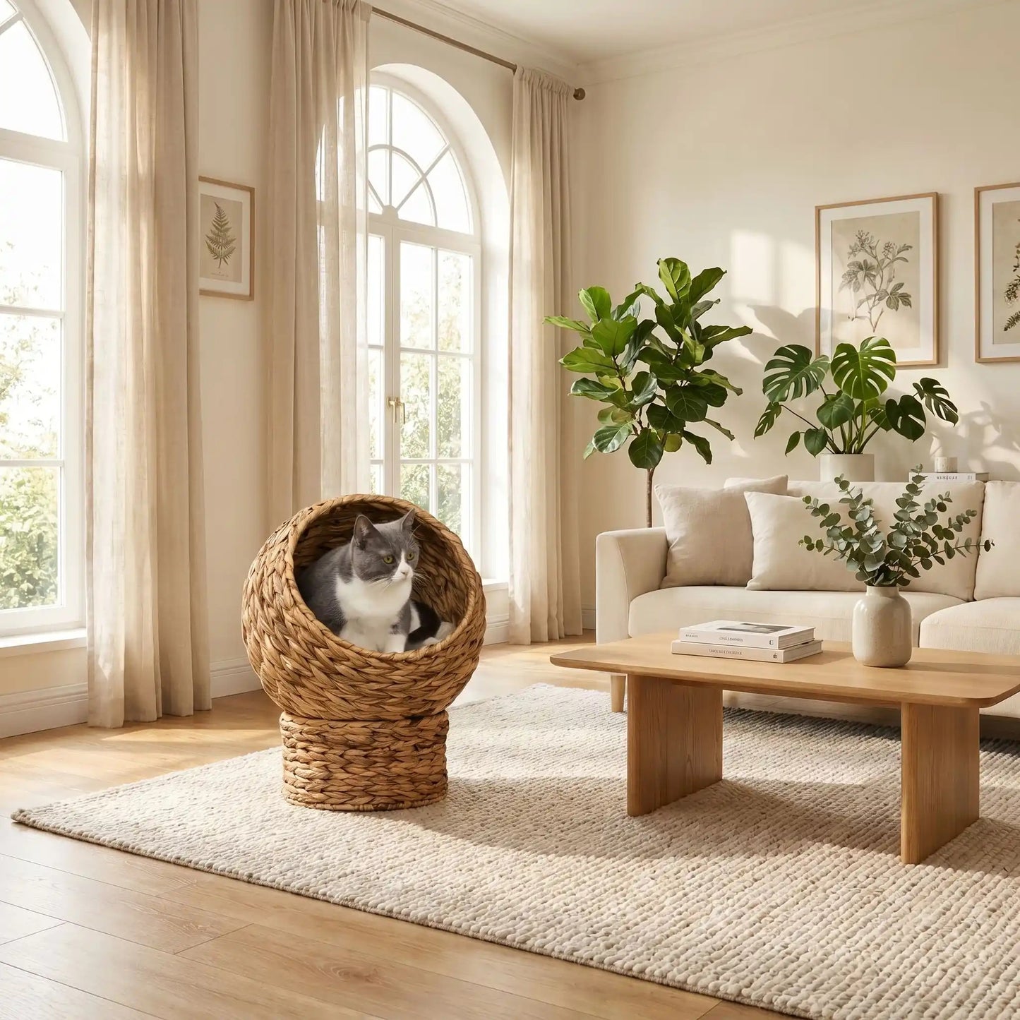 panier osier pour chat rond cozy