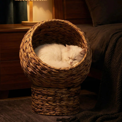 Panier en osier beige pour chat – 42 x 33 x 52 cm