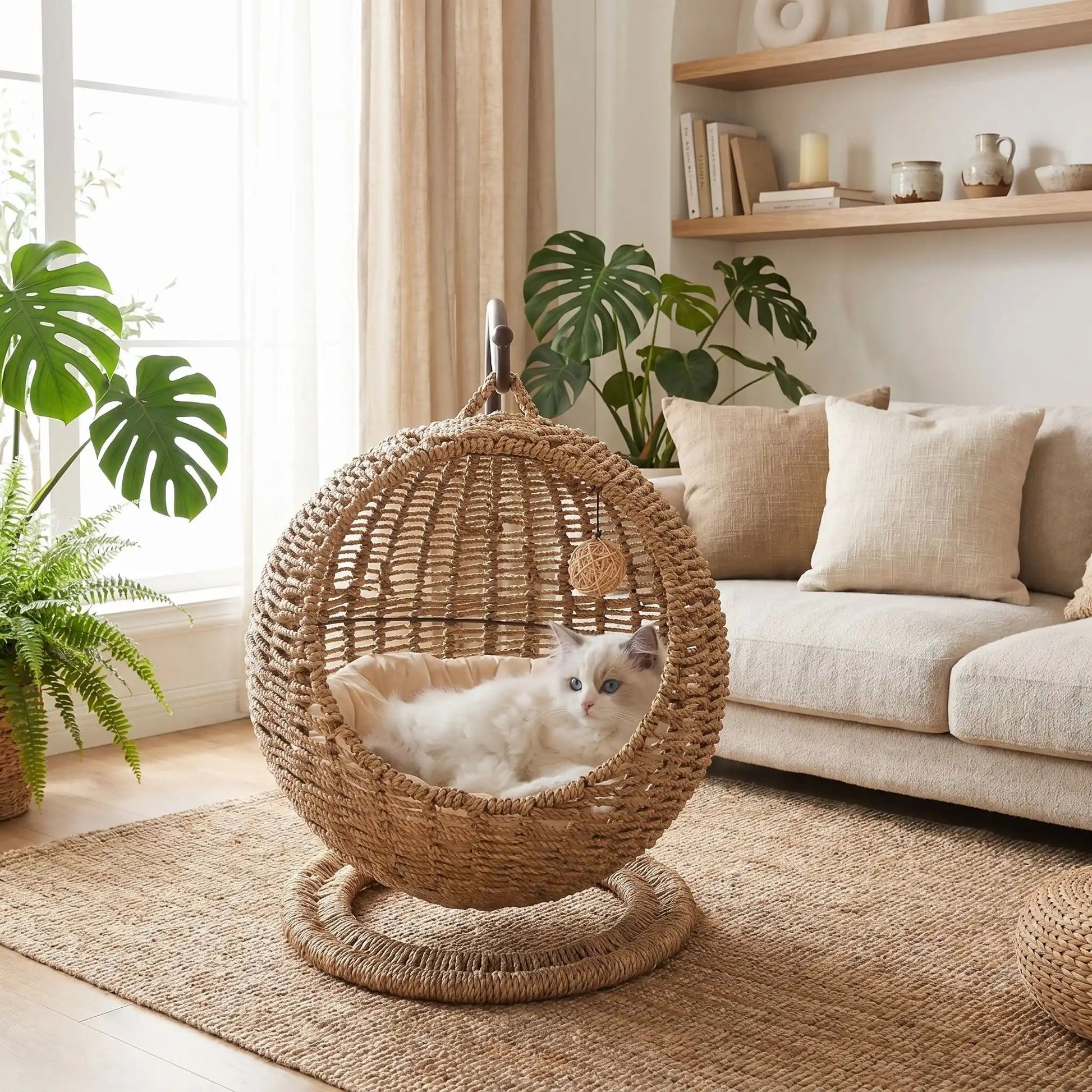 panier osier pour chat suspendu et magnifique
