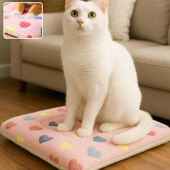 Tapis pour chat gris en peluche, 70 x 50 centimètres